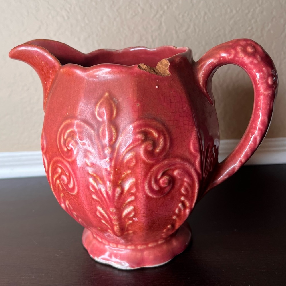 Antique Blue Ridge Pottery Rose Grace Pitcher Jug, Southern Clay, Shabby Chic